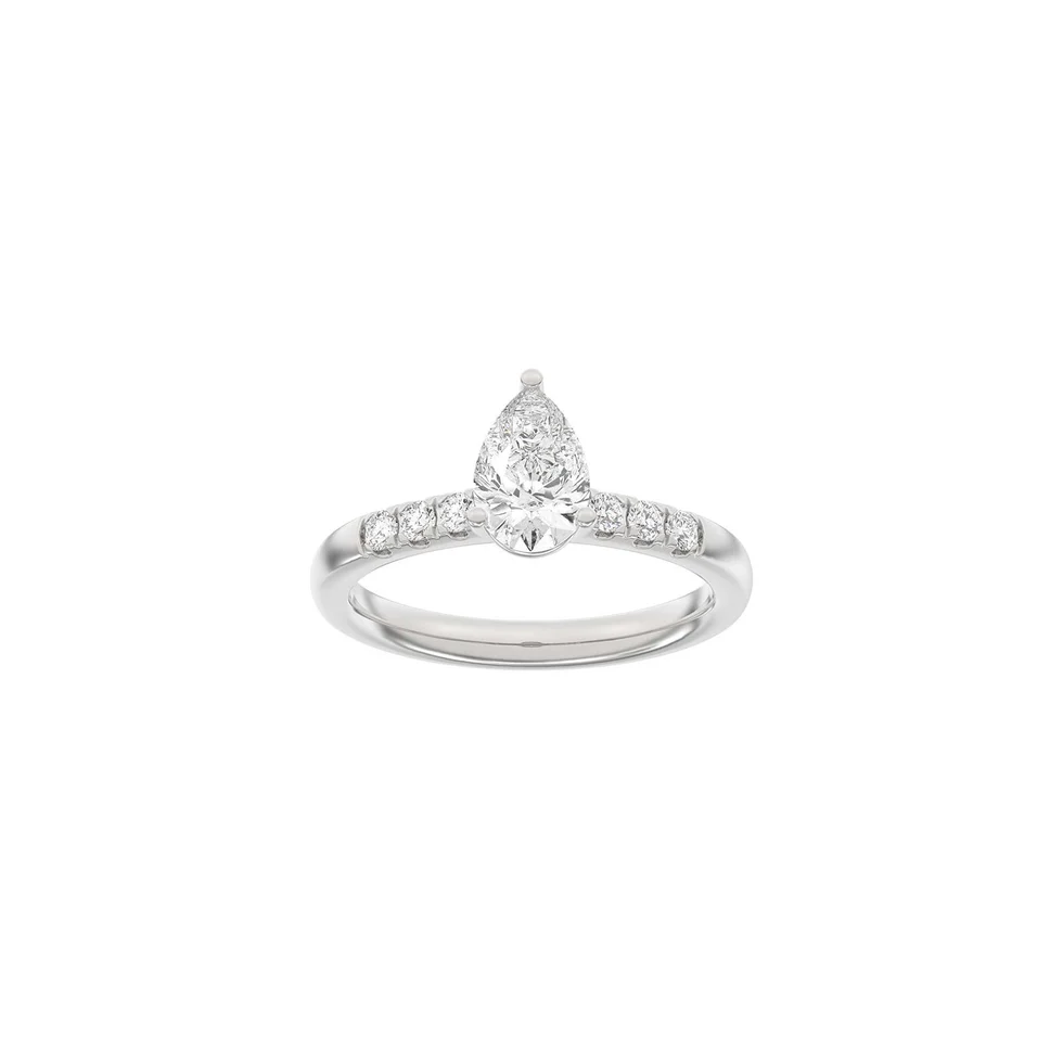Lab Grown Diamonds: Classic Ring - Dråbe - hvidguld - Lab. Diamant 1,2ct - 14100130660 55