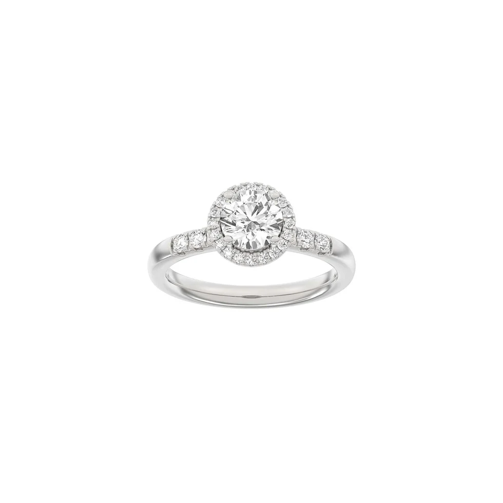 Lab Grown Diamonds: Halo Ring - Rund - Hvidguld - Lab. Diamant 1,32ct - 14100330660 53