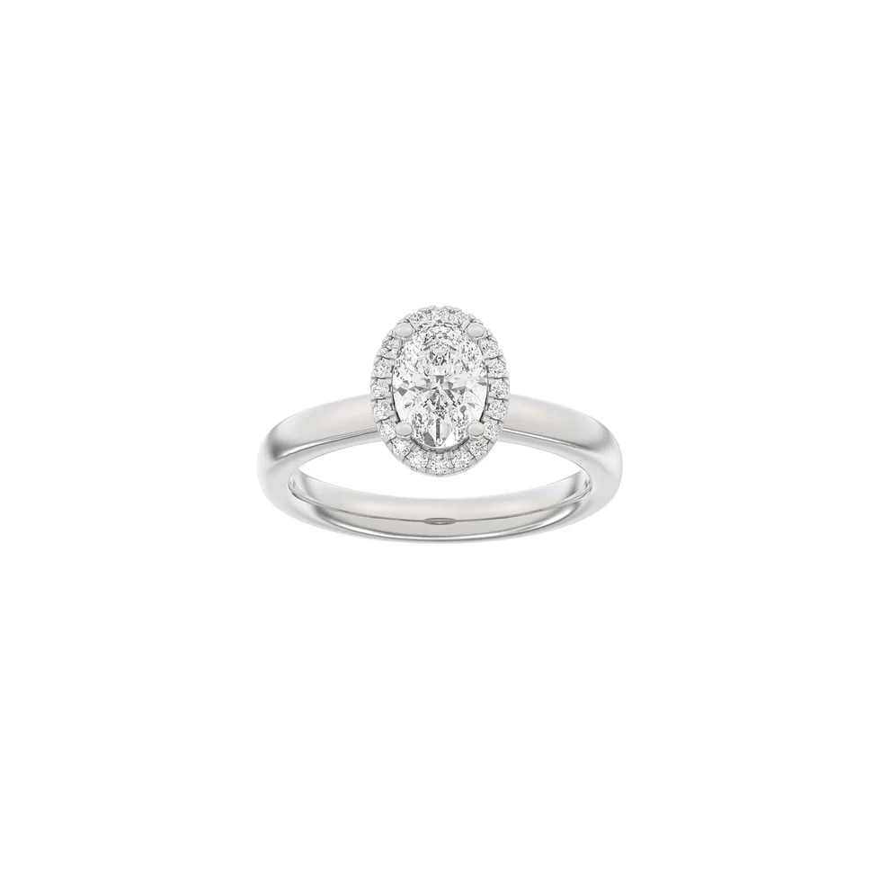 Lab Grown Diamonds: Halo Ring - Oval - Hvidguld - Lab. Diamant 1,12ct - 14100360660 50
