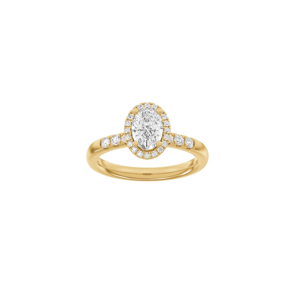Lab Grown Diamonds: Halo Ring - Oval - Rødguld - Lab. Diamant 1,32ct - 14100370560 54