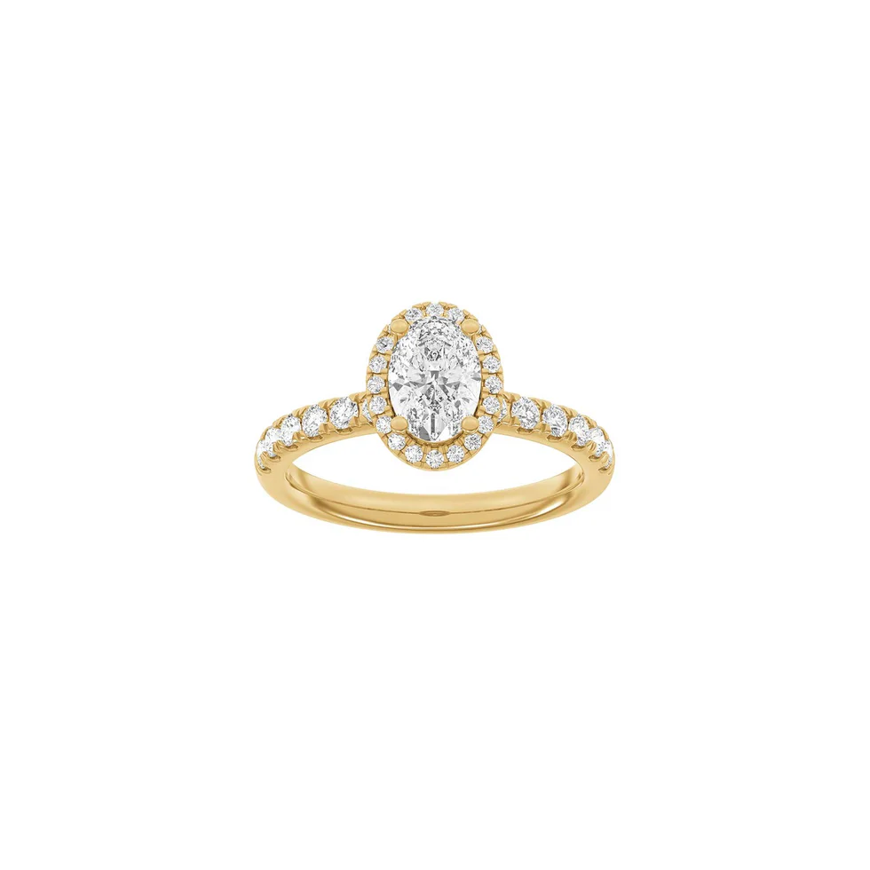 Lab Grown Diamonds: Halo Ring - Oval - Rødguld - Lab. Diamant 1,52ct - 14100390560 56