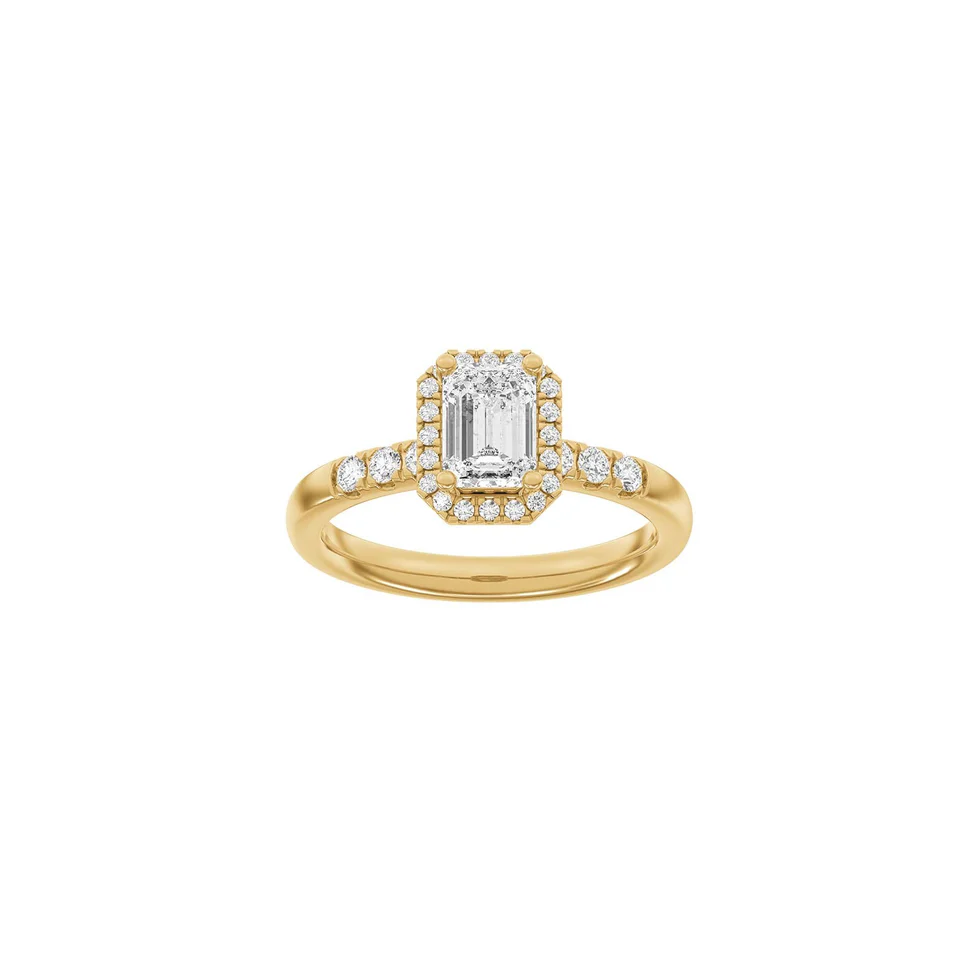 Lab Grown Diamonds: Halo Ring - Firkantet - Rødguld - Lab. Diamant 1,32ct - 14100410560 50