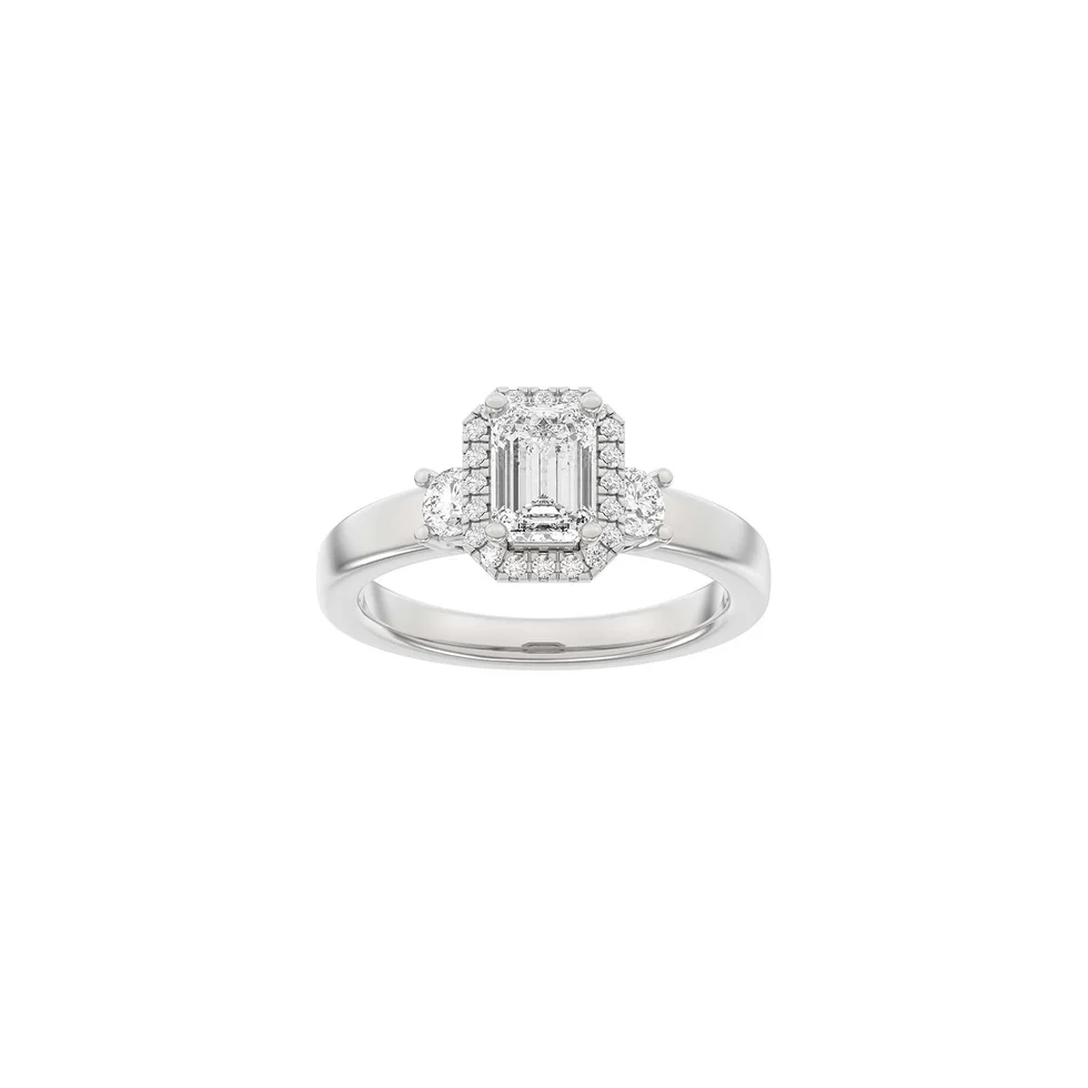 Lab Grown Diamonds - Halo Ring - Firkant - Hvidguld - Lab. Diamant 1,45ct - 14100420660 60