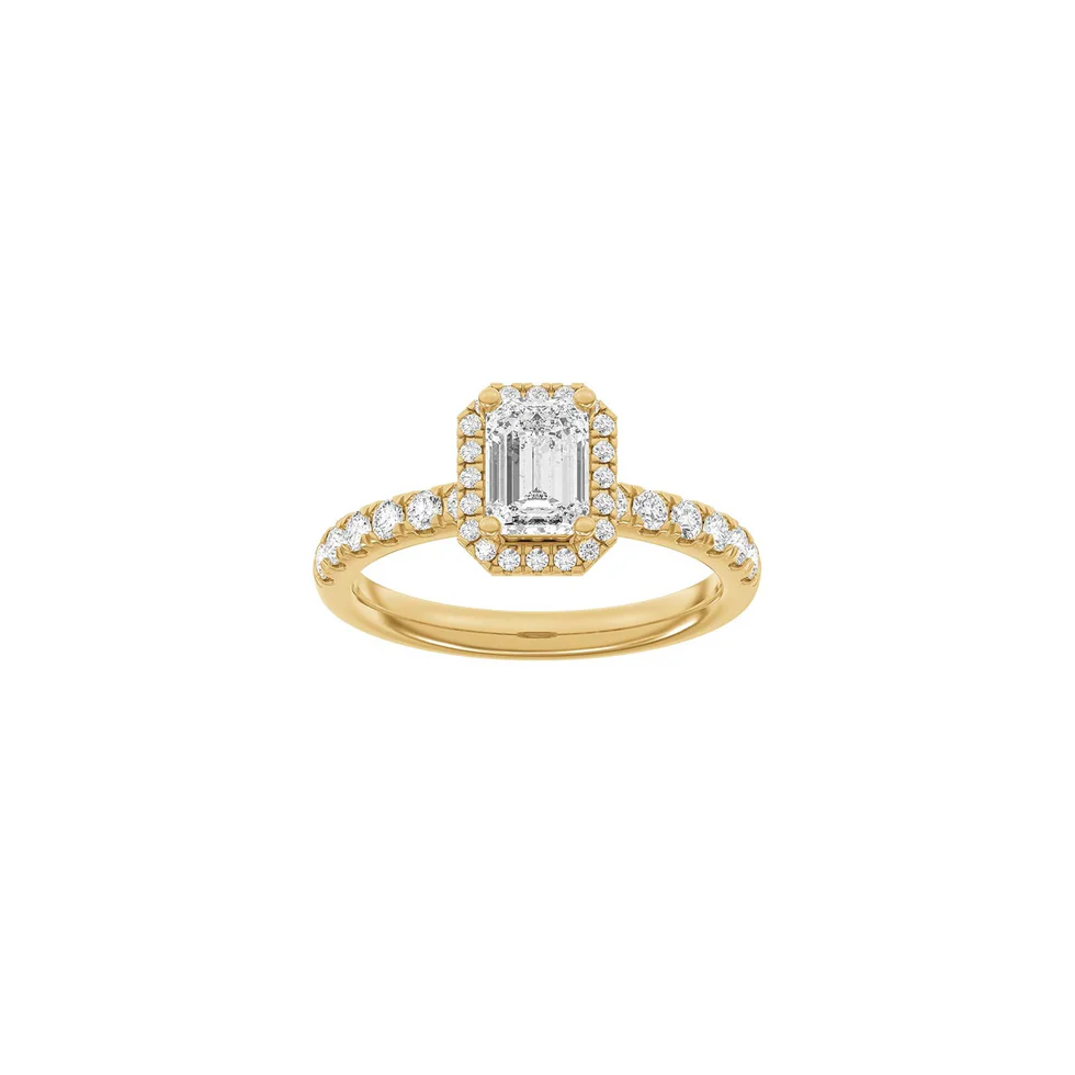 Lab Grown Diamonds: Halo Ring - Firkantet - Rødguld - Lab. Diamant 1,52ct - 14100430560 54