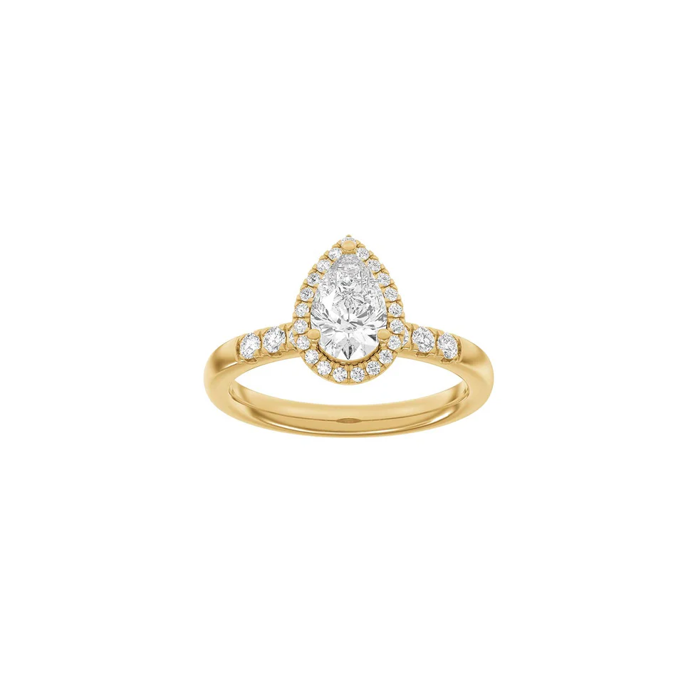 Lab Grown Diamonds: Halo Ring - Dråbe - Rødguld - Lab. Diamant 1,32ct - 14100450560 55