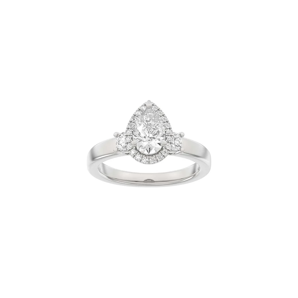Lab Grown Diamonds: Halo Ring - Dråbe - Hvidguld - Lab. Diamant 1,45ct - 14100460660 55