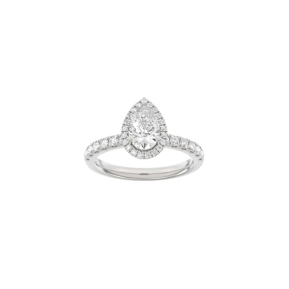 Lab Grown Diamonds: Halo Ring - Dråbe - Hvidguld - Lab. Diamant 1,52ct - 14100470660 52