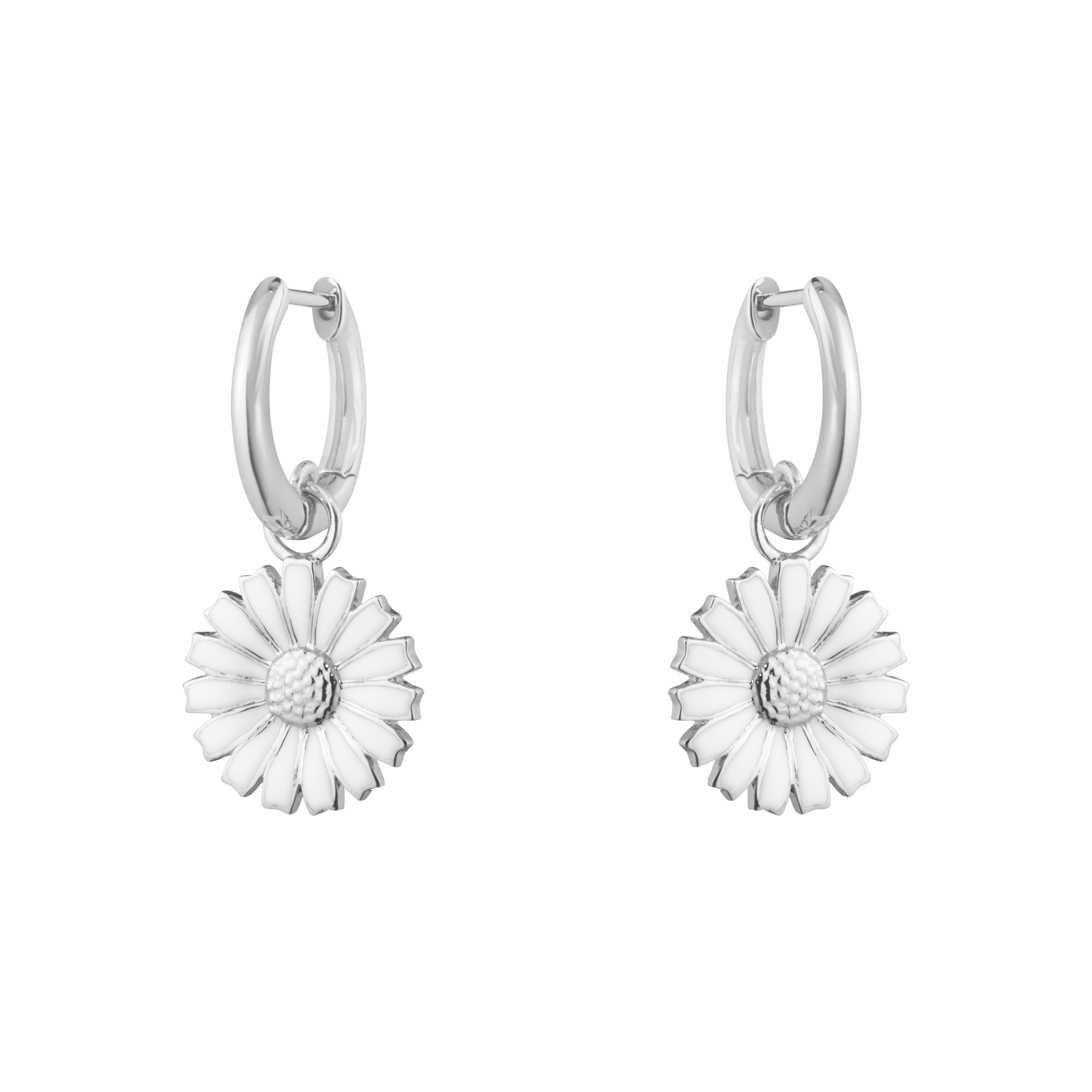 Georg Jensen - DAISY Øreringe - Sterling Sølv - Hvid emalje - 20001541