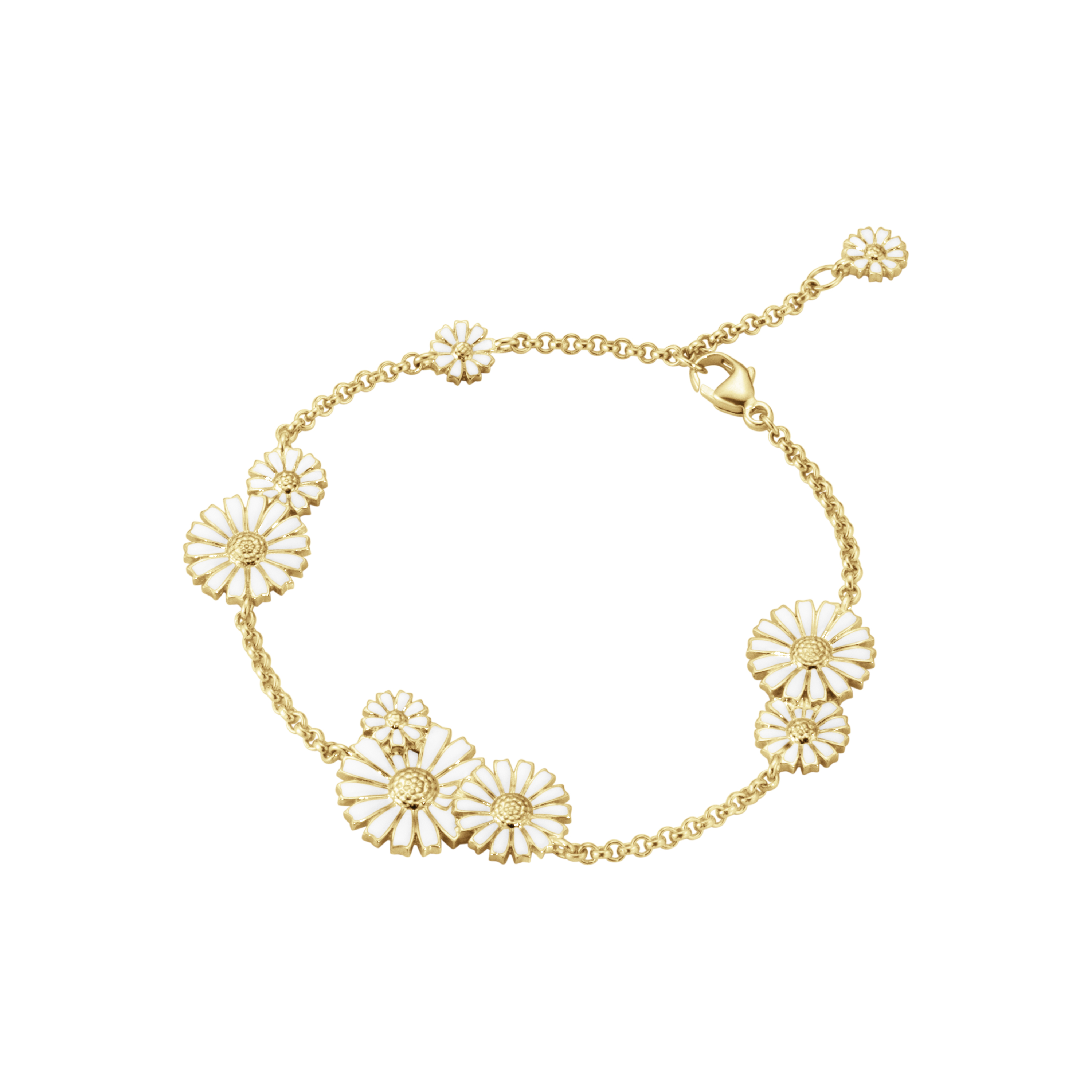 Georg Jensen - Daisy armbånd - Forgyldt Sølv - Hvid emalje - 20001667
