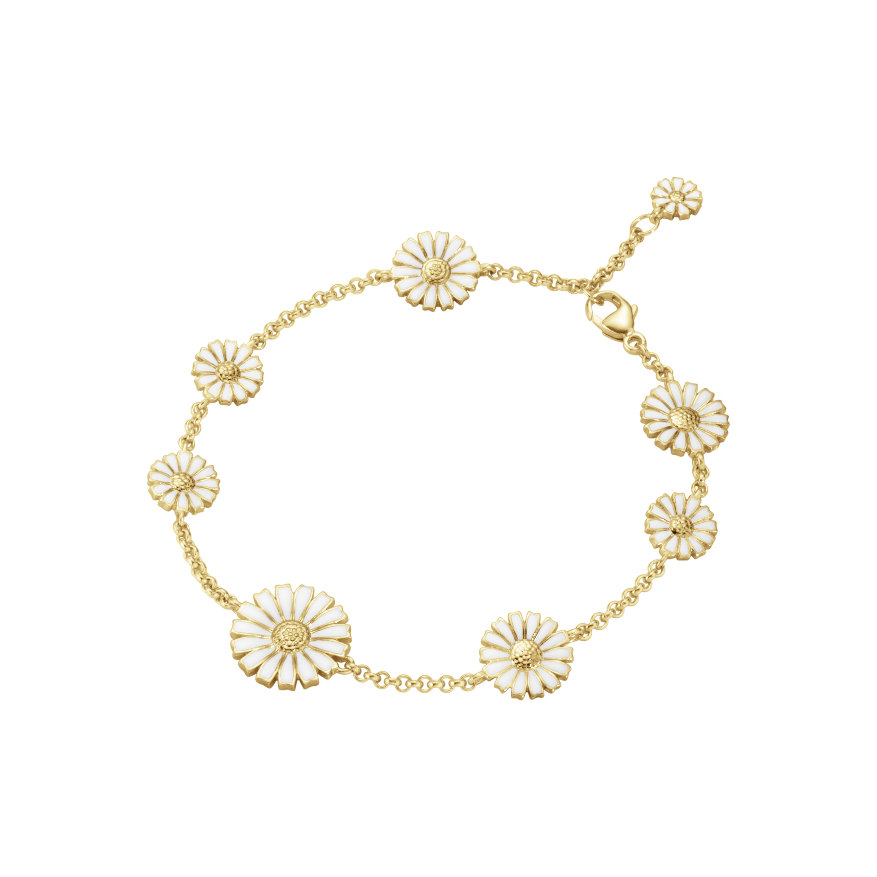 Georg Jensen - Daisy armbånd - Forgyldt Sølv - Hvid emalje - 20001668