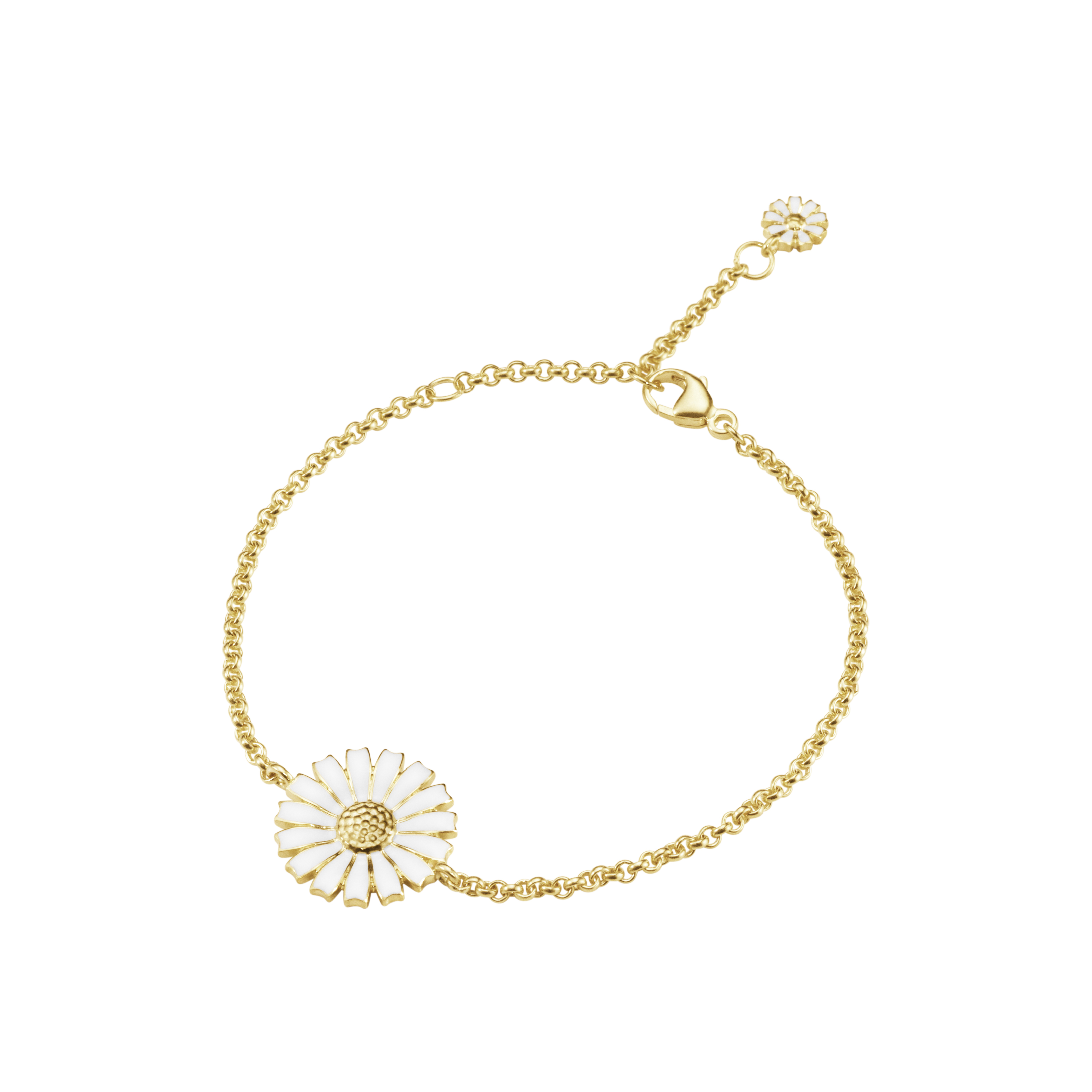 Georg Jensen - Daisy armbånd - Forgyldt Sølv - Hvid emalje - 20001669