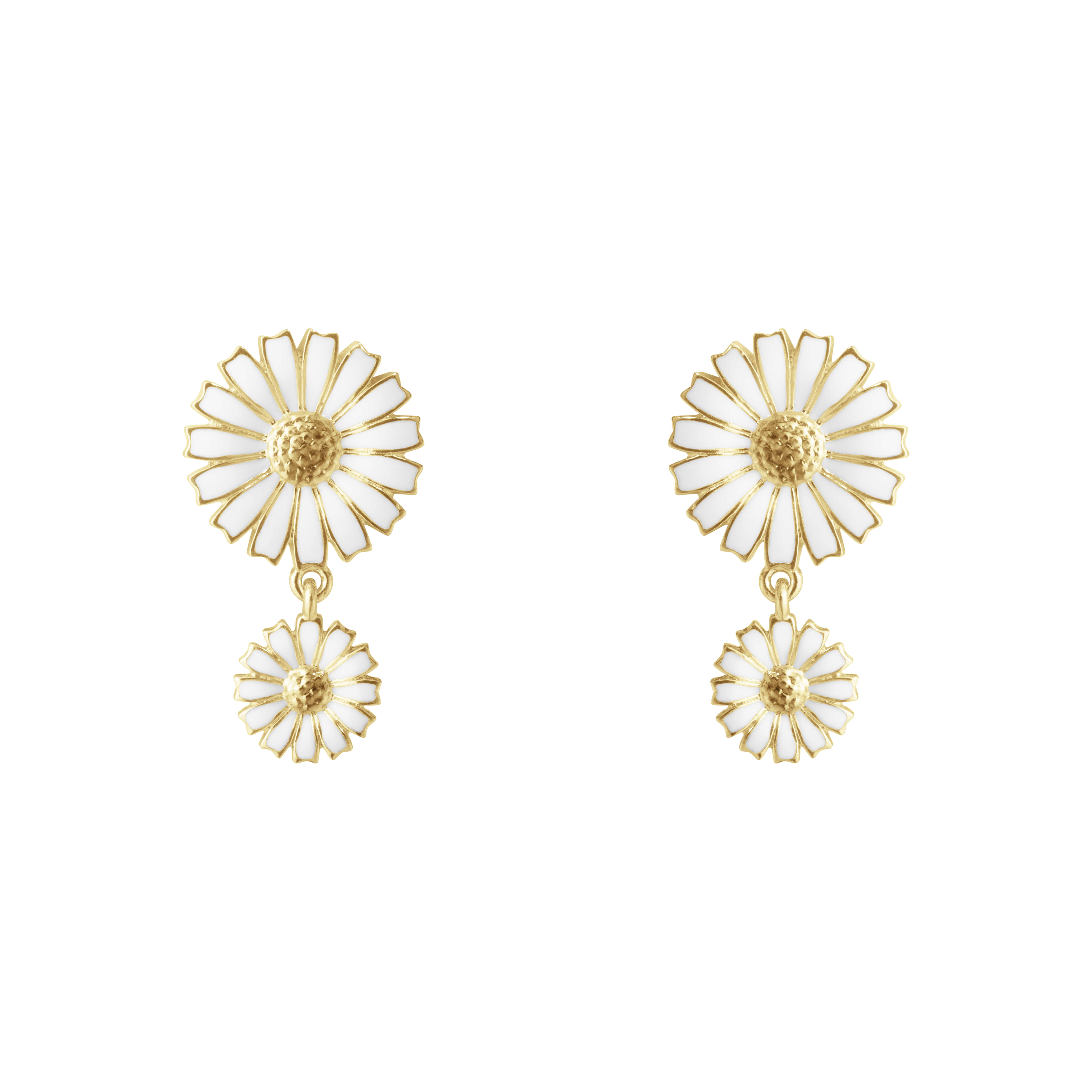 Georg Jensen - DAISY Dobbelte Øreringe - Hvid emalje - 20001670