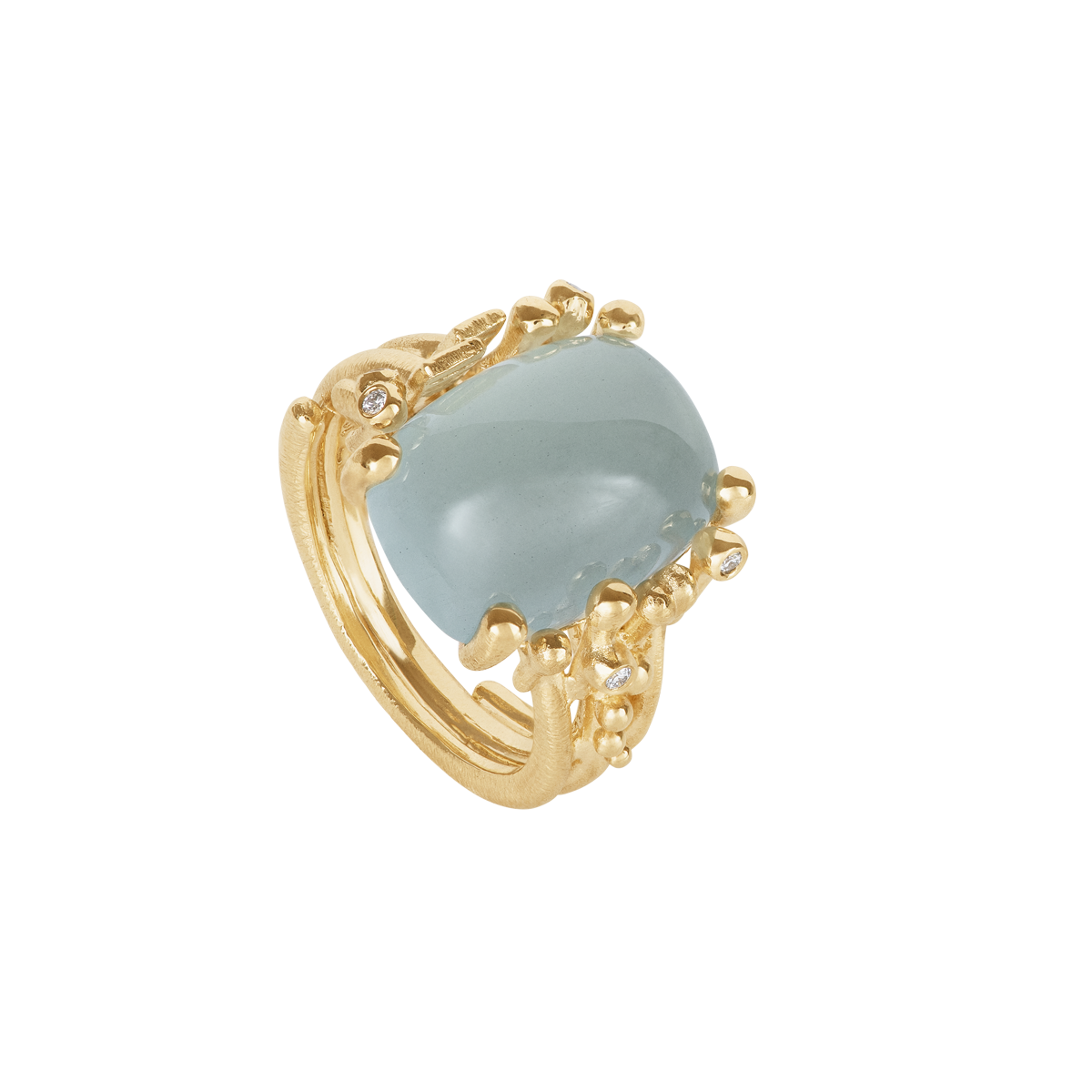 OLE LYNGGAARD COPENHAGEN - BoHo Ring - Guld - Akvamarin - Diamanter - A2933-402 54