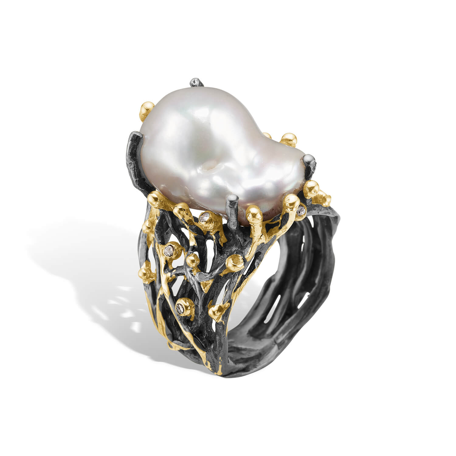 By Birdie - Ponte Baroque Ring - Sølv - Guld - Perle - 50110322P 57