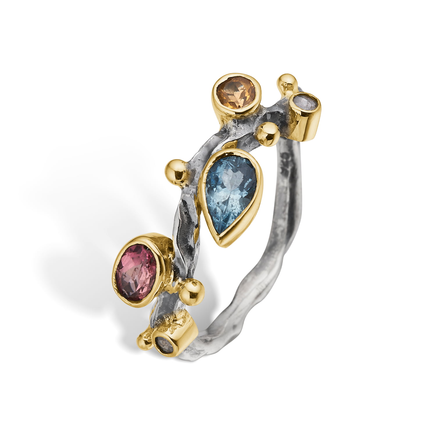 By Birdie - Grace Single Ring - Guld - Sølv - Diamanter - Turmalin - Aquamarin - Citrin - 50110380B 54