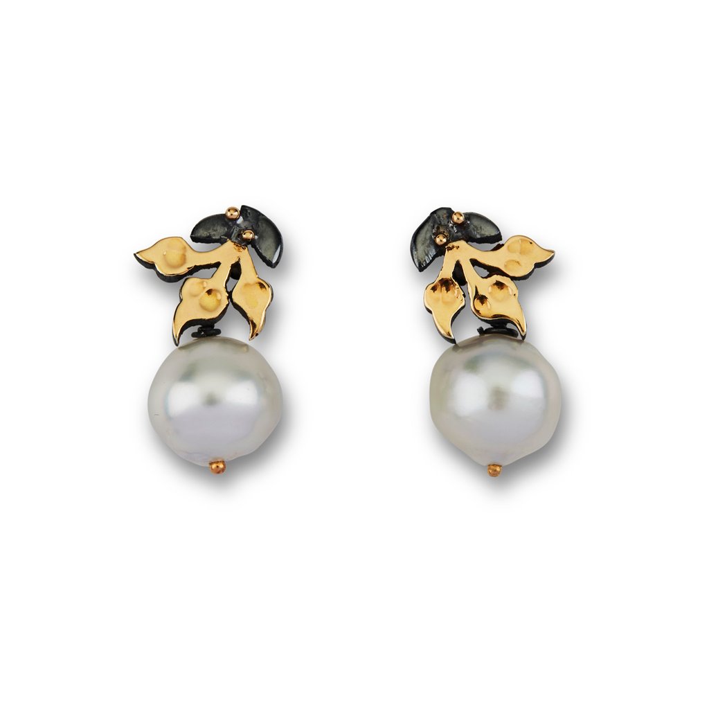 By Birdie - Windsor Pearl Øreringe - Sølv, 14 KT Guld, Perler - 50811383