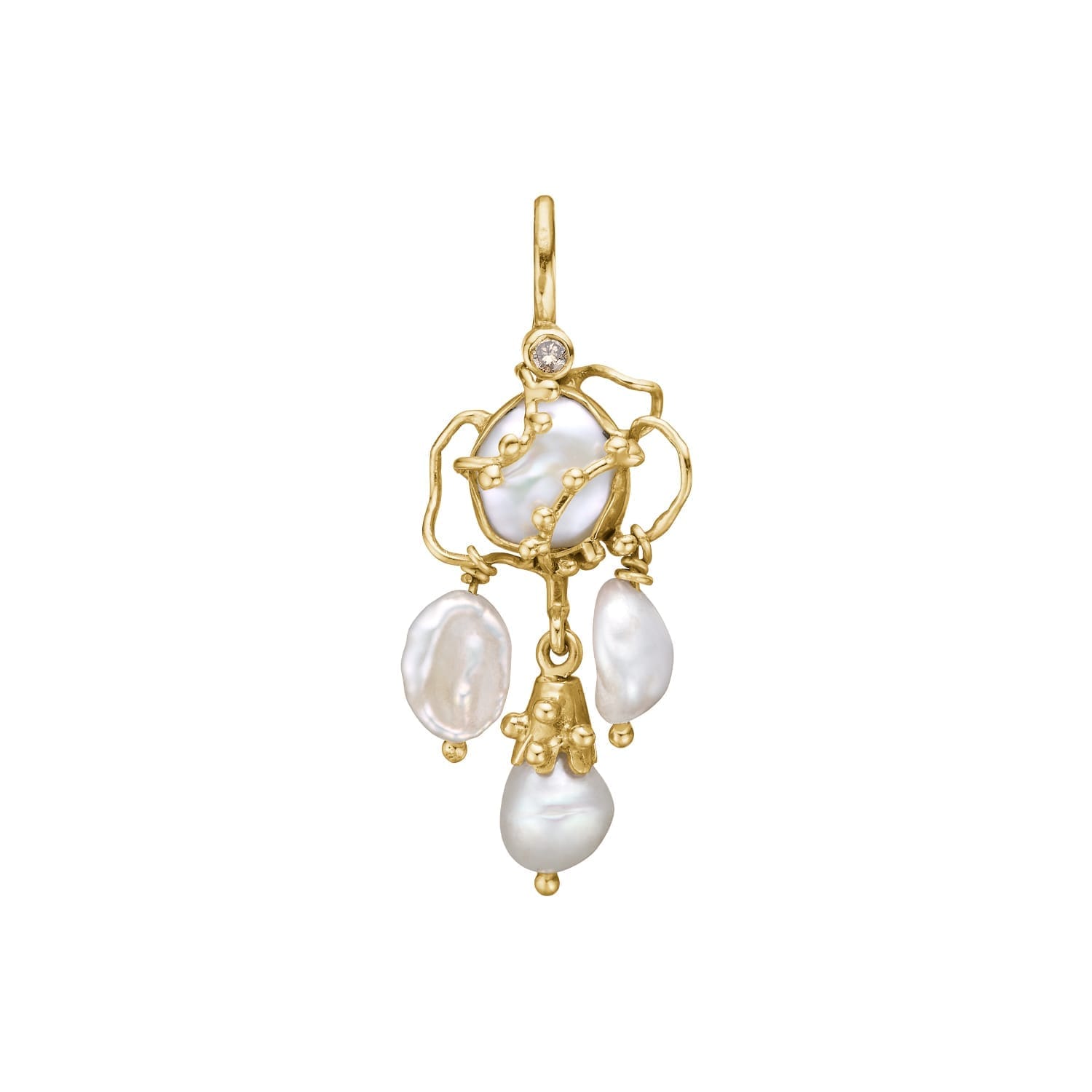 By Birdie - Vivid Fushion White Keshi Pearl Vedhæng - Guld - Perler - 5090345