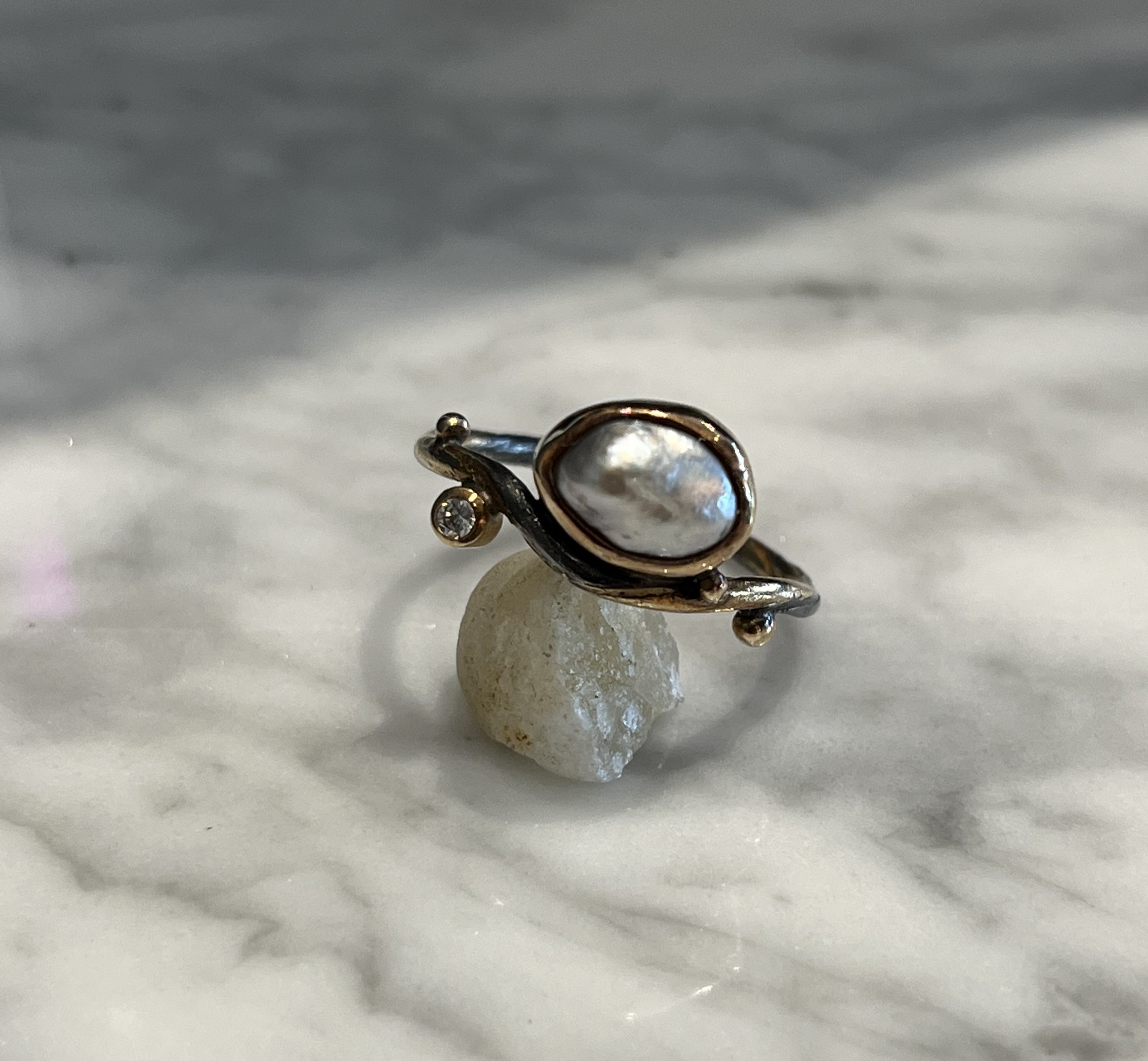 Bergsøe - Unika Ring - Guld - Sølv - Brillant - Perle - 3015299 55