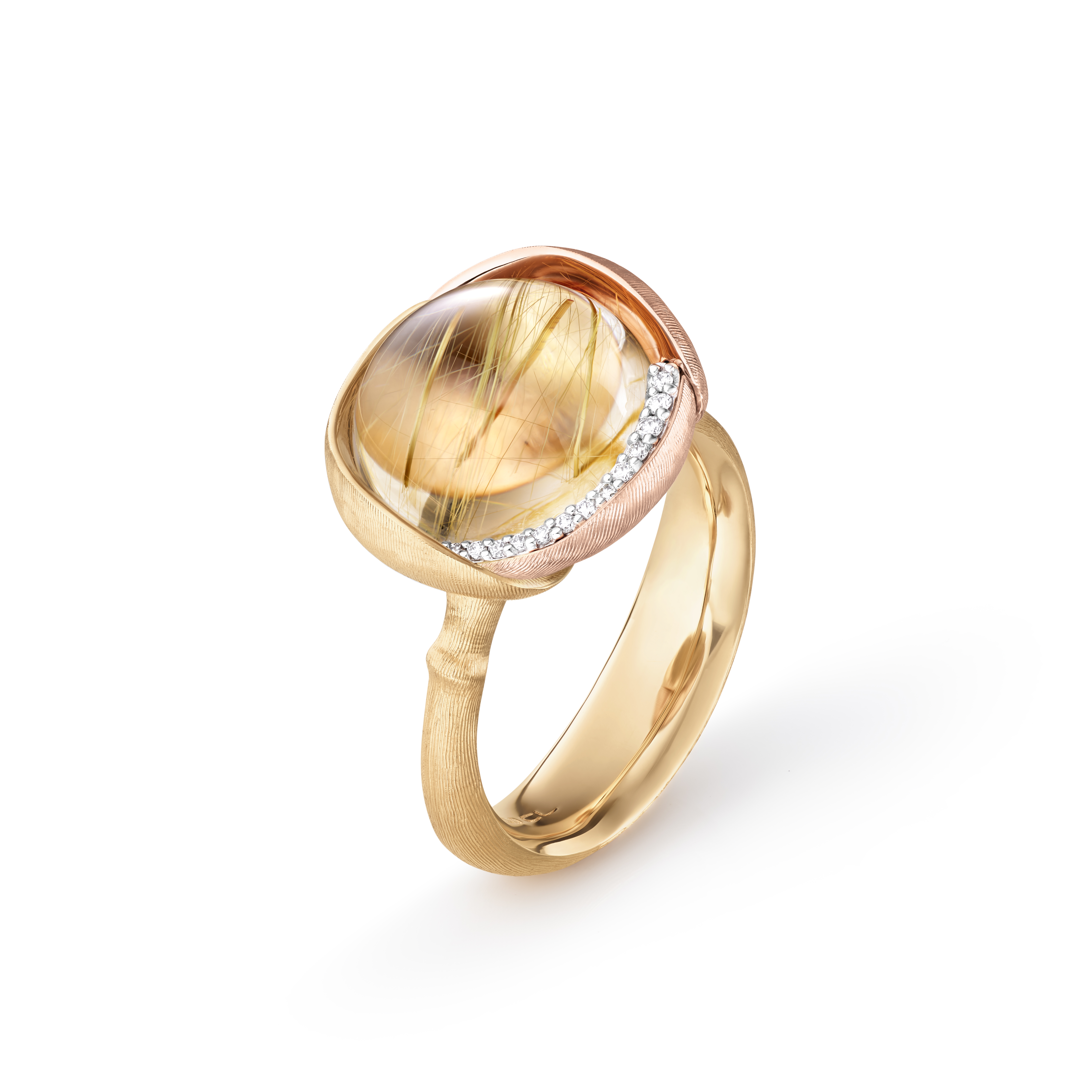 OLE LYNGGAARD COPENHAGEN - Lotus Ring - Guld - Rutilkvarts - Brillanter - A2652-411 55