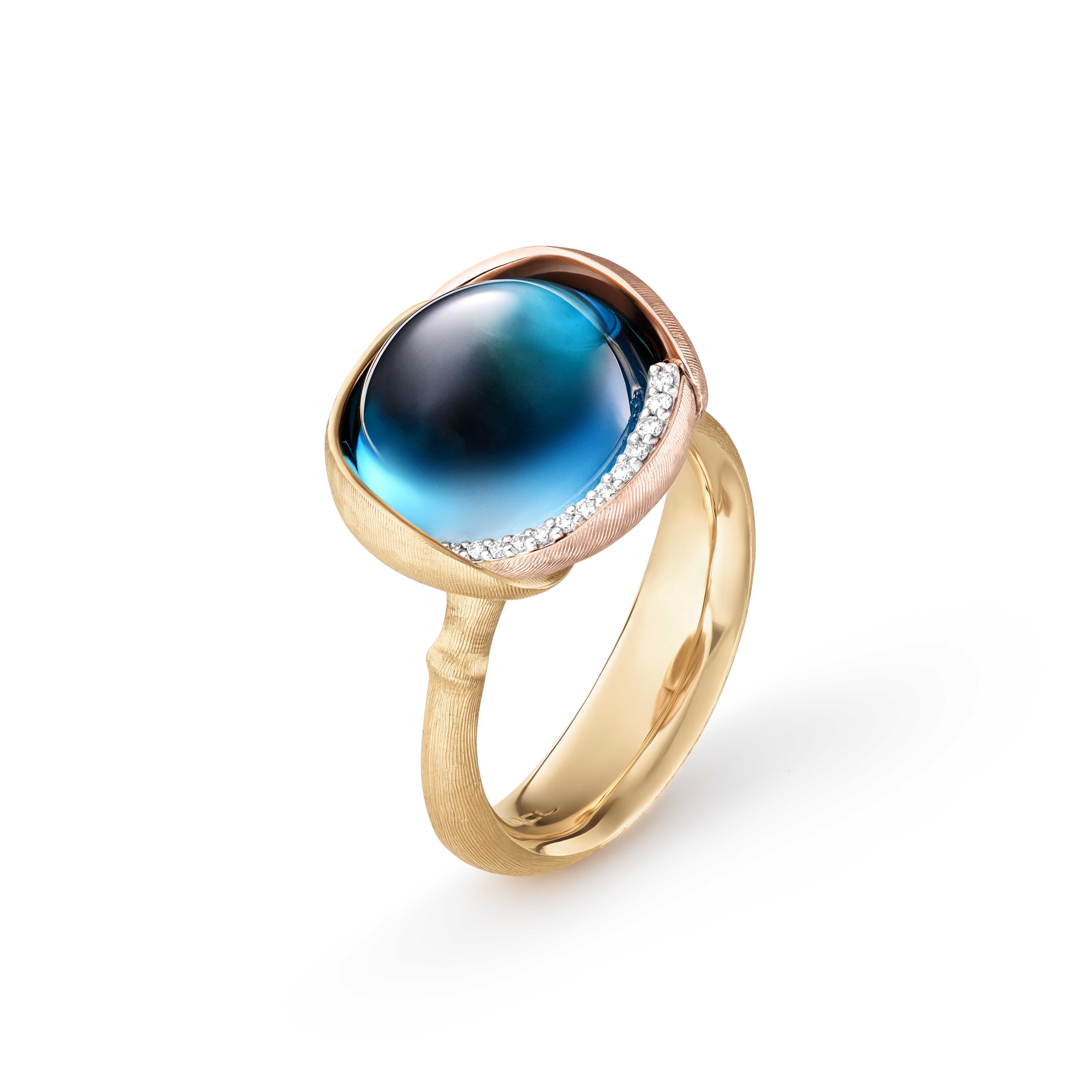 OLE LYNGGAARD COPENHAGEN - Lotus ring i 18kt guld m. stor topas og brillanter 55