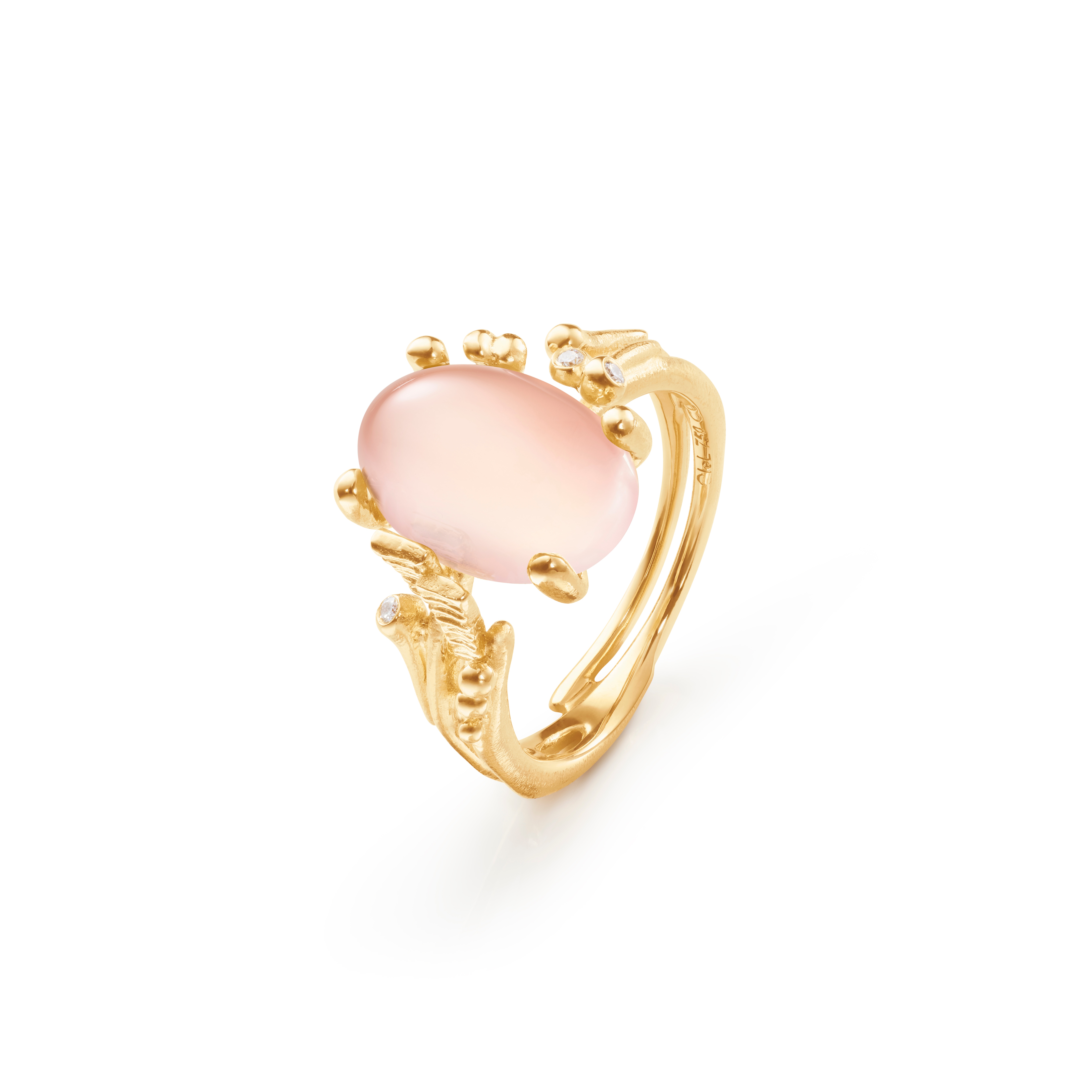 OLE LYNGGAARD COPENHAGEN - BoHo Ring - Guld - Rosakvarts - Diamanter - A2929-406 54