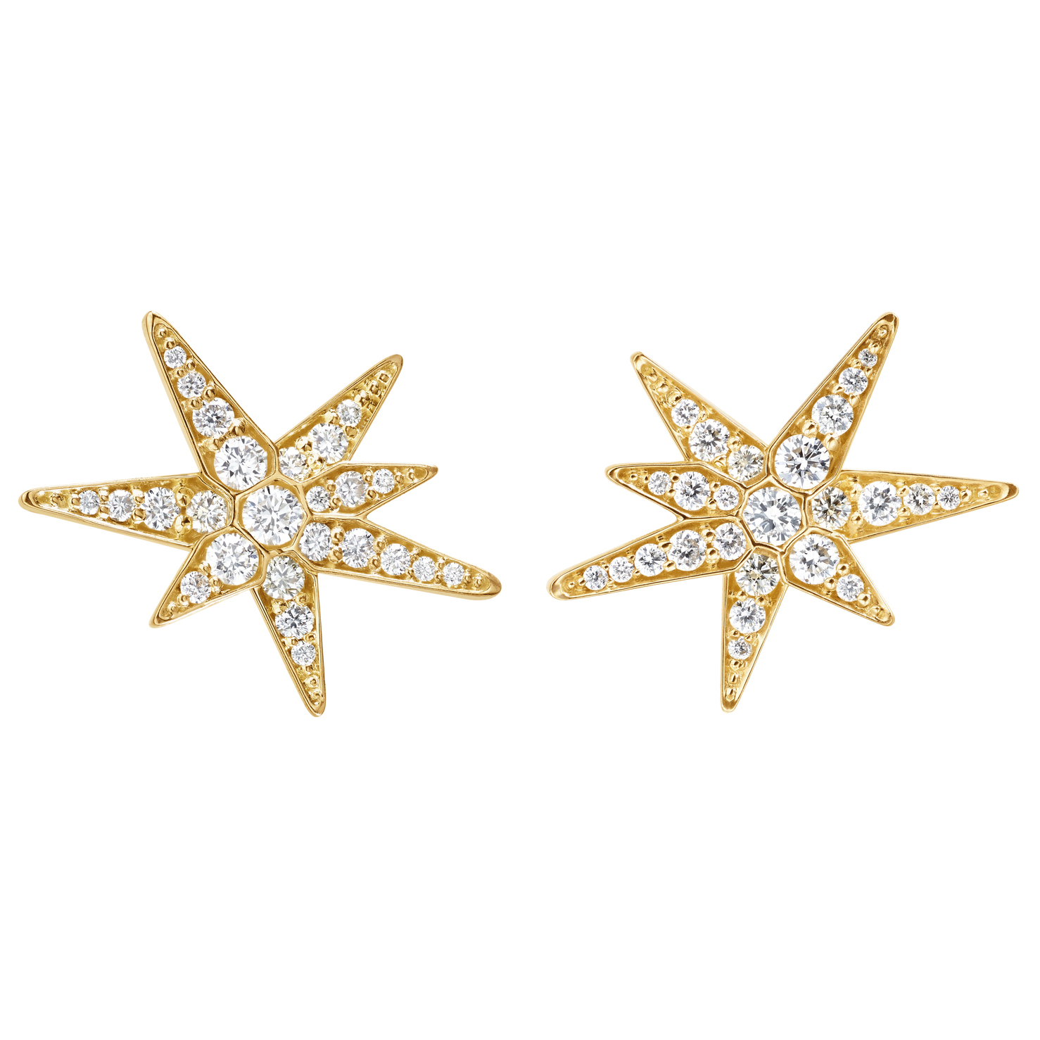 OLE LYNGGAARD COPENHAGEN - Funky Stars Øreringe - Ørestikker- Lille - Guld - Brillanter - A3097-402
