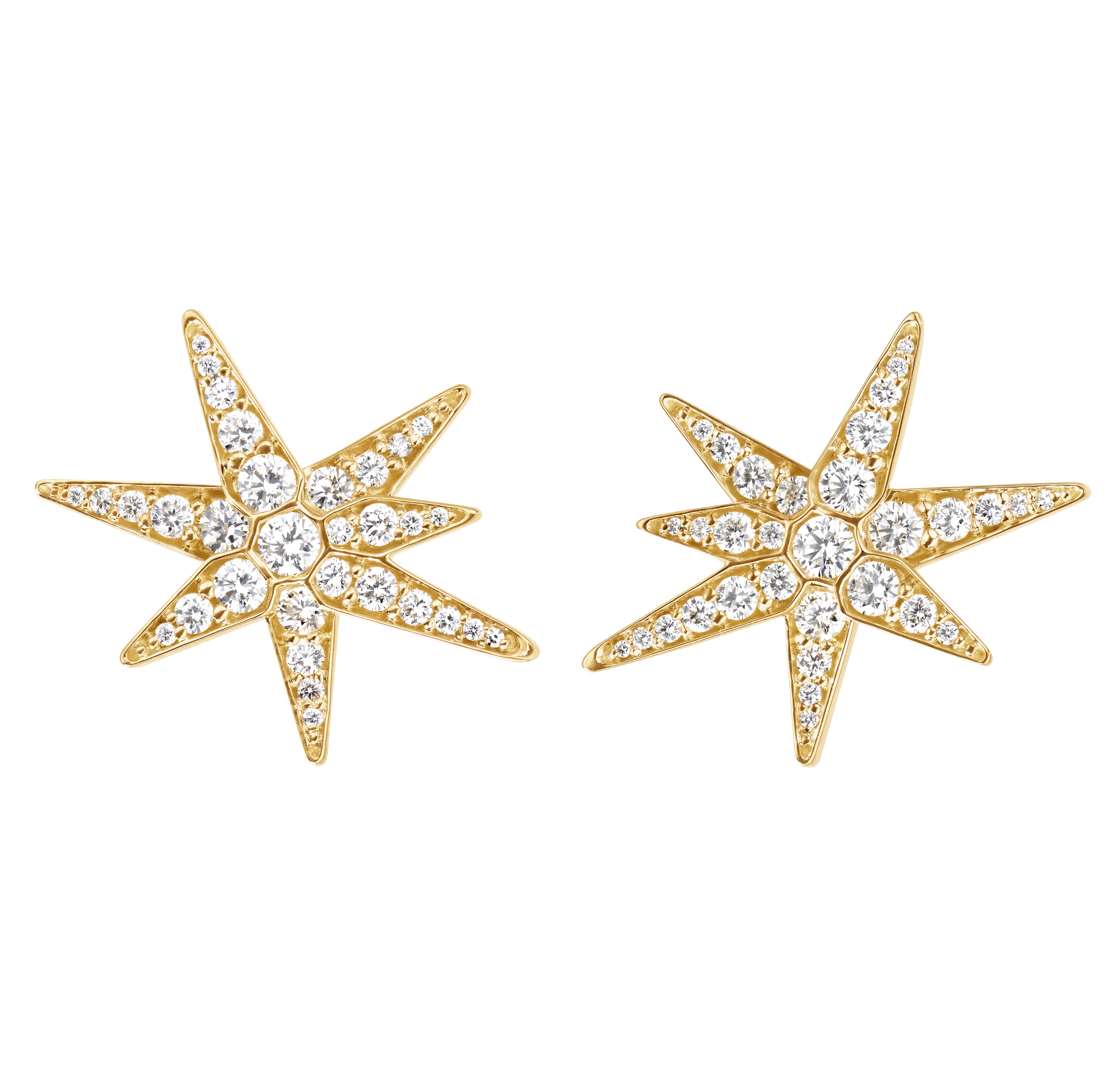 OLE LYNGGAARD COPENHAGEN - Funky Stars Øreringe - Ørestikker- Mellem - Guld - Brillanter - A3098-402