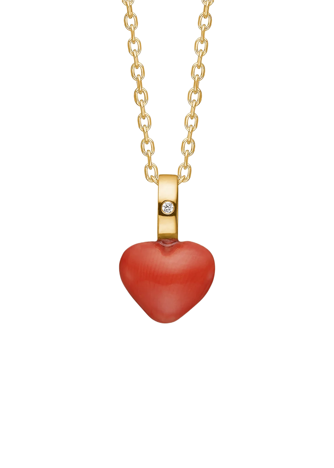 Carré Copenhagen - Hjerte vedhæng - Koral - Diamant - Guld - TL4487RCDI8MM