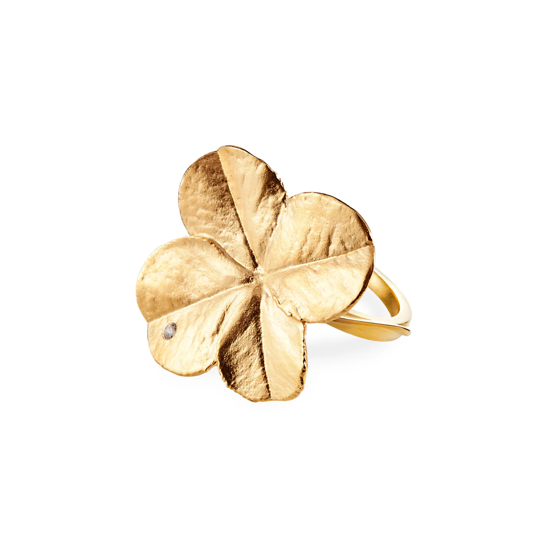 Flora Danica - Firkløver Statement ring - forgyldt sølv - FLC-StRi-G 58