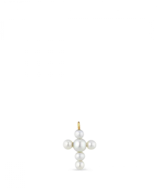 Jane Kønig - MEDIUM PEARL Kors for CREOLE - Vedhæng - Guld - perle - GULD-H21PCPM
