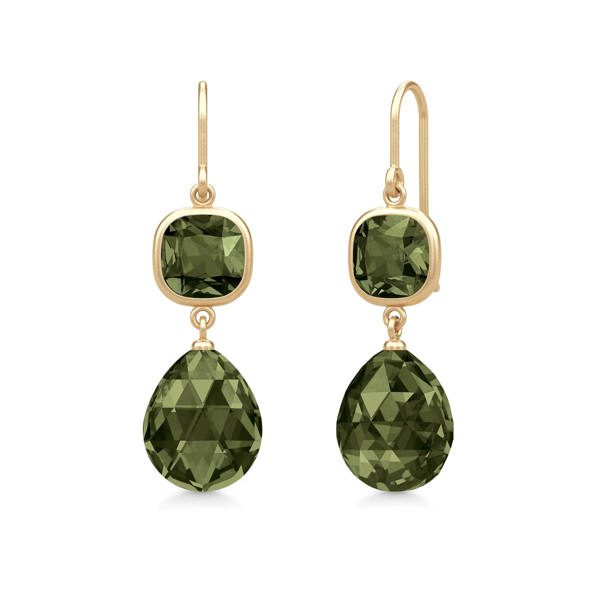 Julie Sandlau - Olivia Øreringe - Olive Green - Forgyldt sølv - HKS728GDOLCR