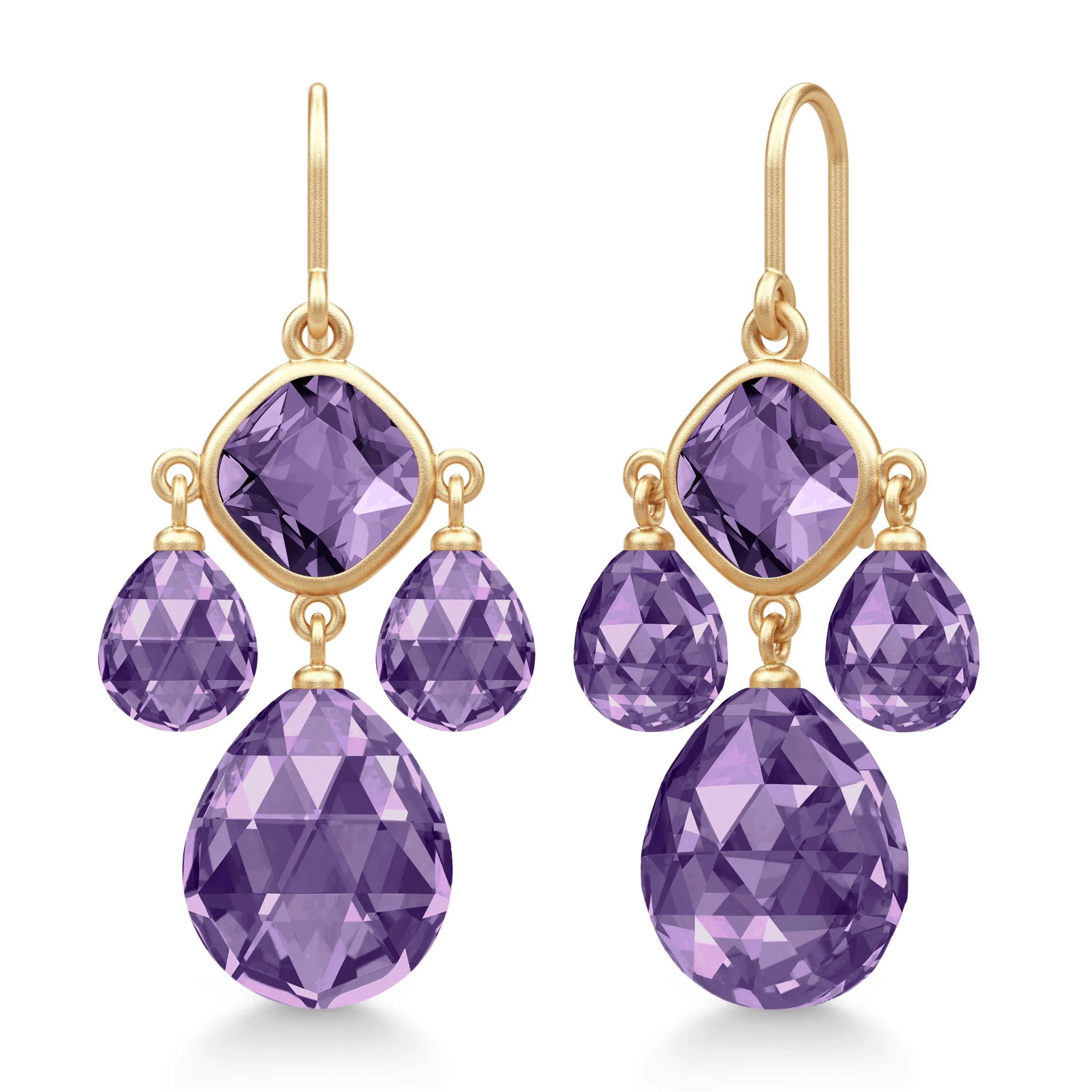 Julie Sandlau - Olivia Chandelier Øreringe - Amethyst - Forgyldt sølv - HKS777GDATCR