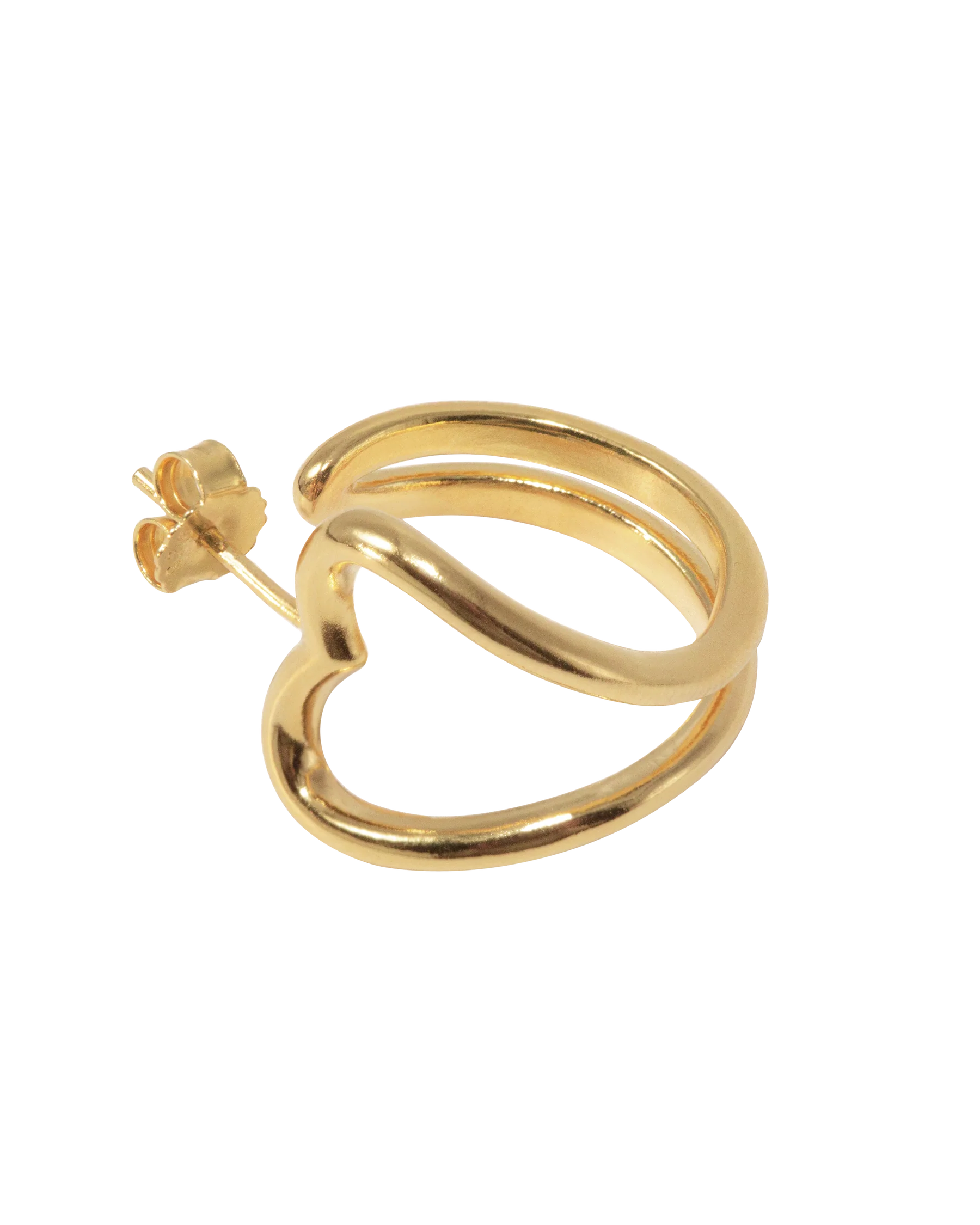 Jane Kønig - Open Heart Hoop Ørering - Ørestik - Forgyldt Sølv - OHH-AW25-G