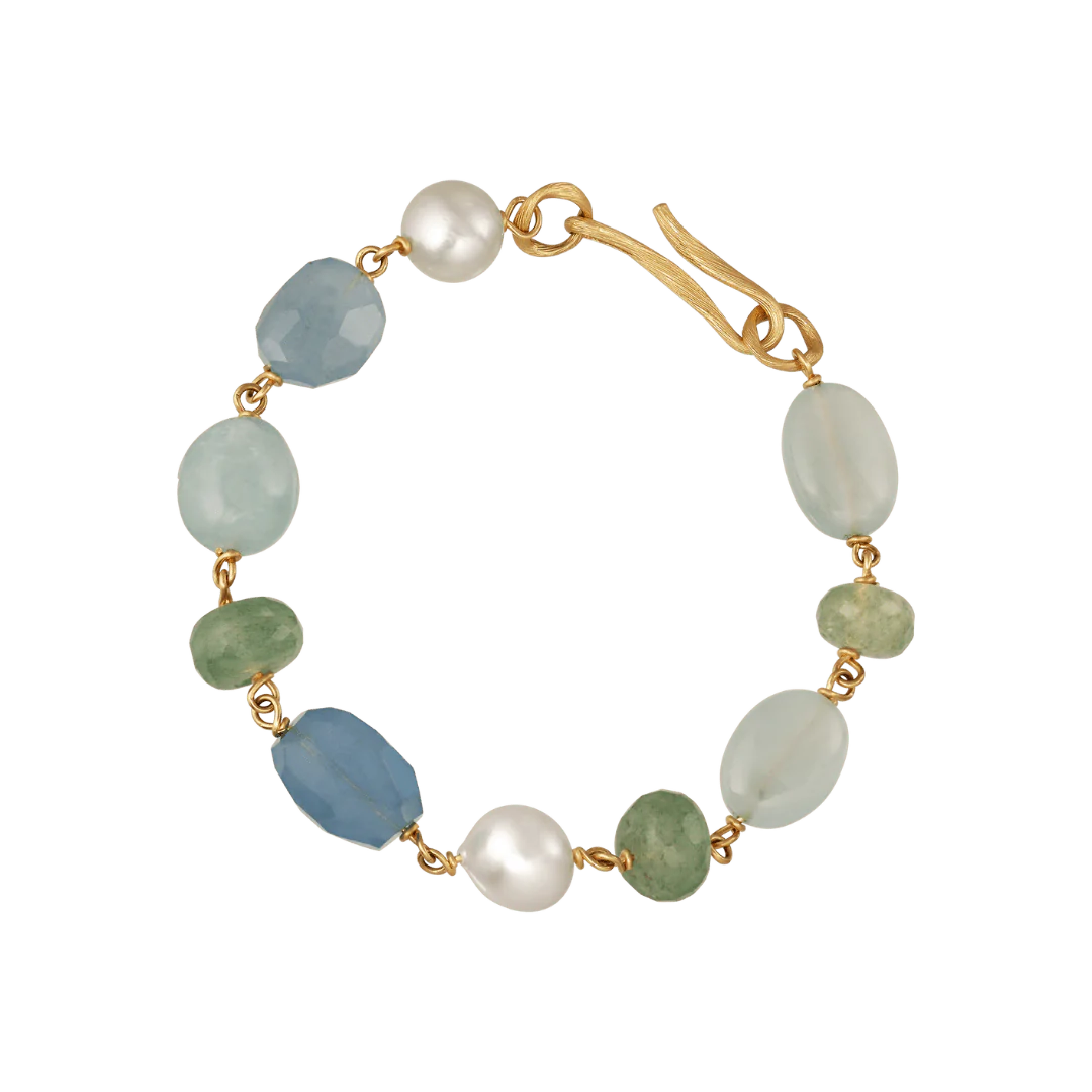 Dulong - Aqua Piccolo Armbånd - Guld - perler - 104150A53-4