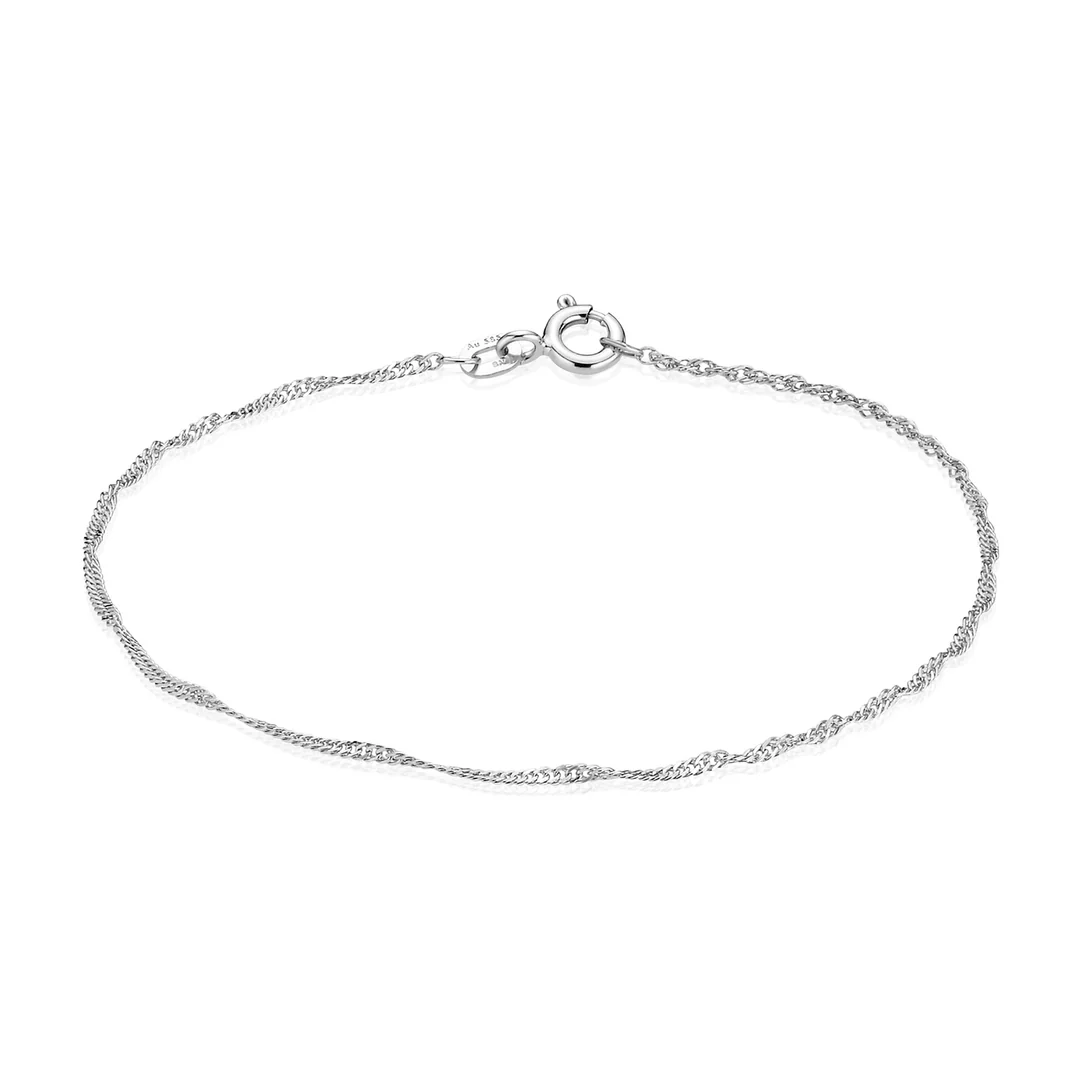 BNH - Singapore Armbånd - Hvidguld - 14kt - 18,5cm 2,3 mm