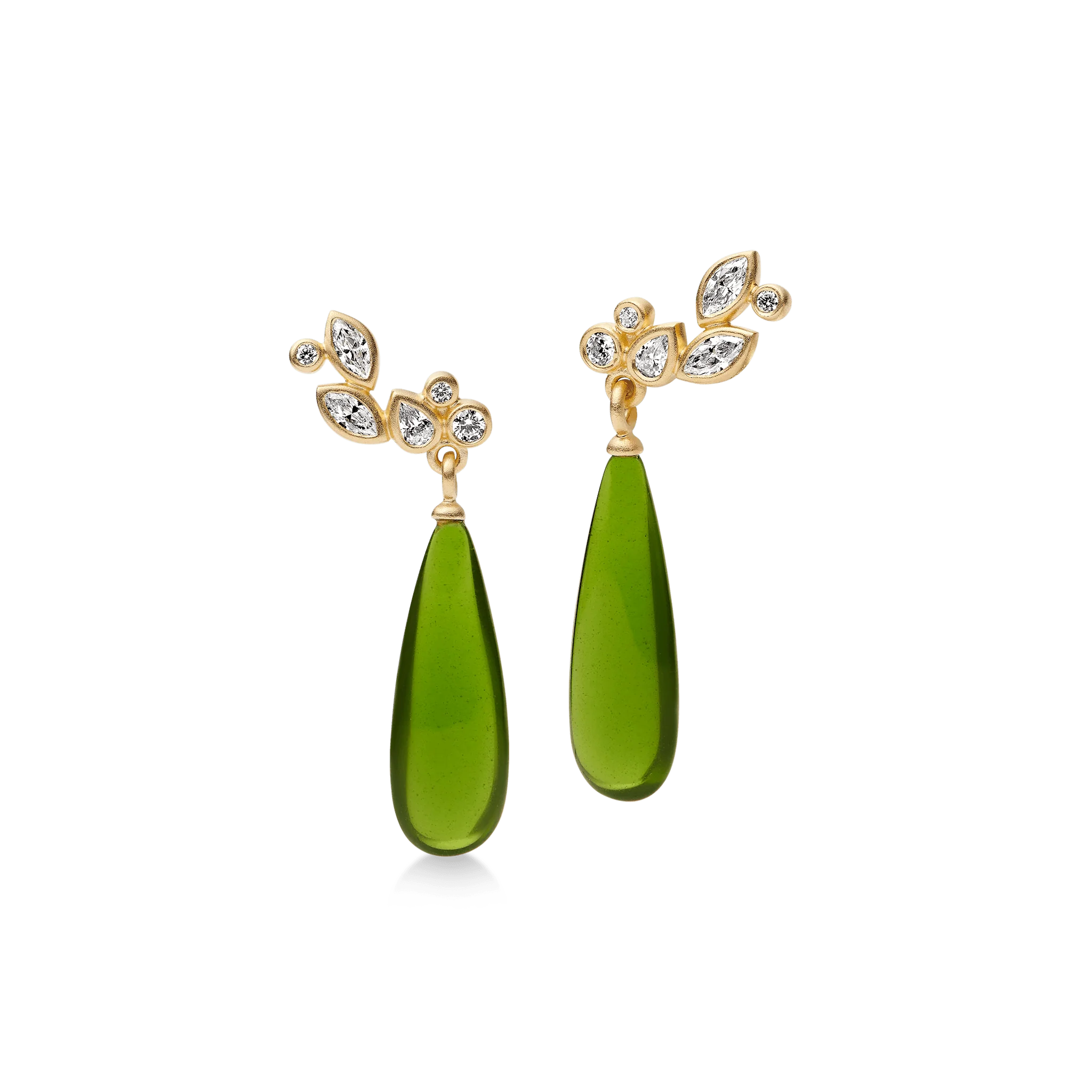 Julie Sandlau - Treasure Drop Earrings - Øreringe - Moss Green Crystal- Forgyldt Sølv - ST420GDMGCRCZ