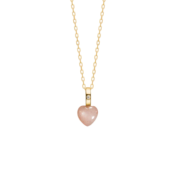 Carré Copenhagen - Hjerte vedhæng - Sand månesten - Diamant - Guld - TL4487SMODI