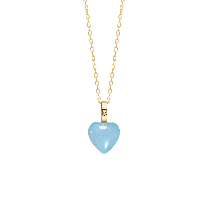 Carré Copenhagen - Hjerte vedhæng - Akvamarin - Diamant - Guld - TL4487AQDI