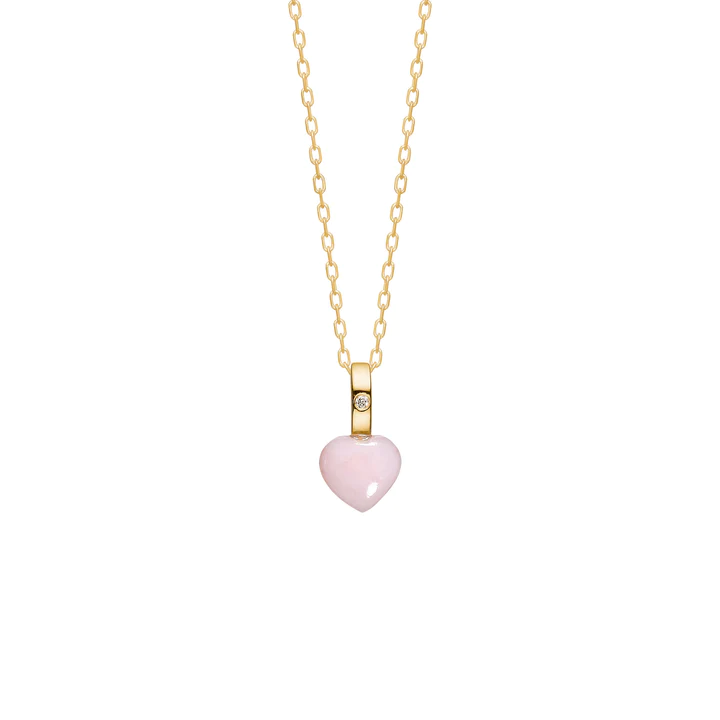 Carré Copenhagen - Hjerte vedhæng - Pink Opal - Diamant - Guld - TL4487PODI