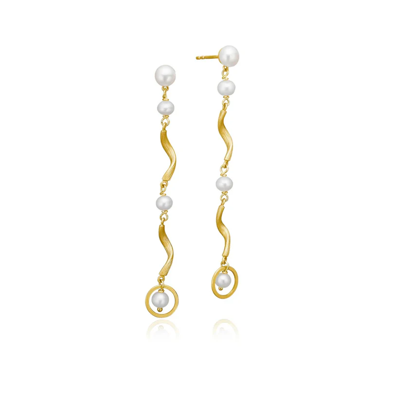 Dulong - Vega Pearl øreringe - Lang - Perle - guld - 111218A07-1