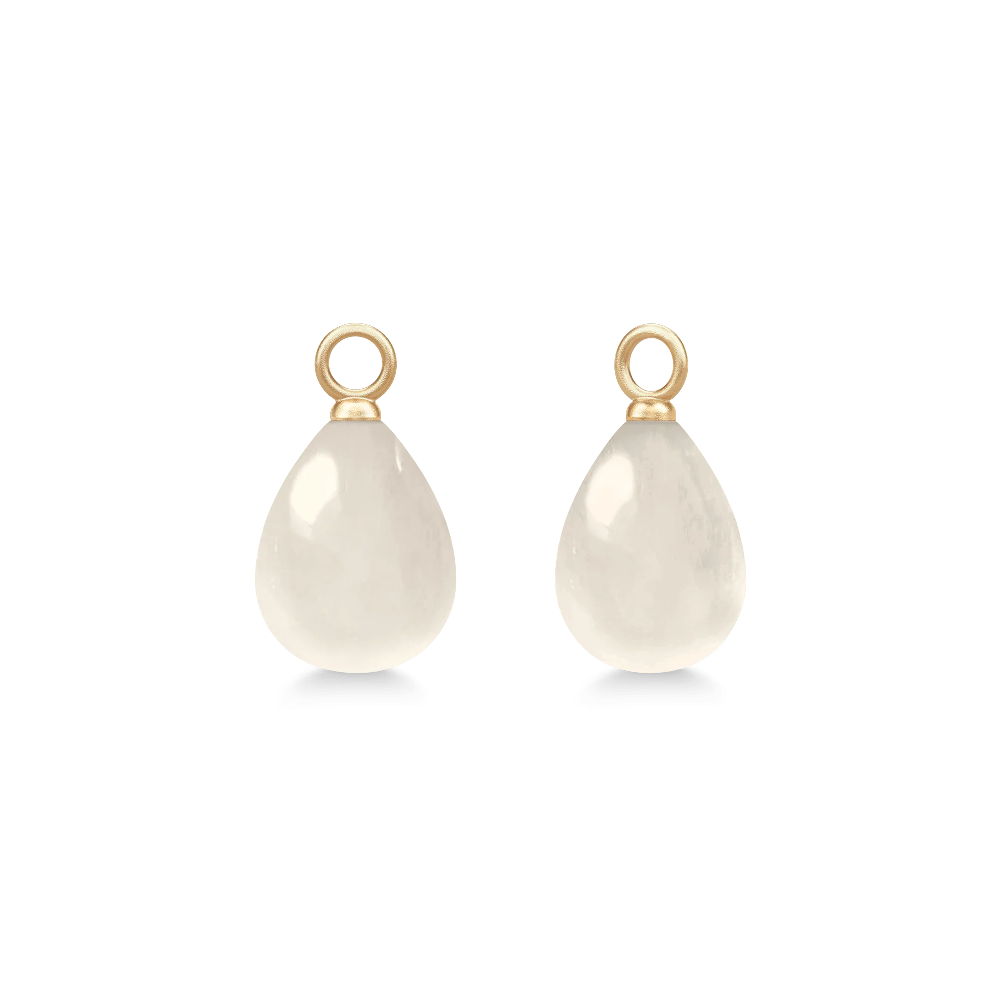 Julie Sandlau: Elina Ear Pendant - Vedhæng - Guld - Hvid Månesten - YG14-EP33WHMN Par
