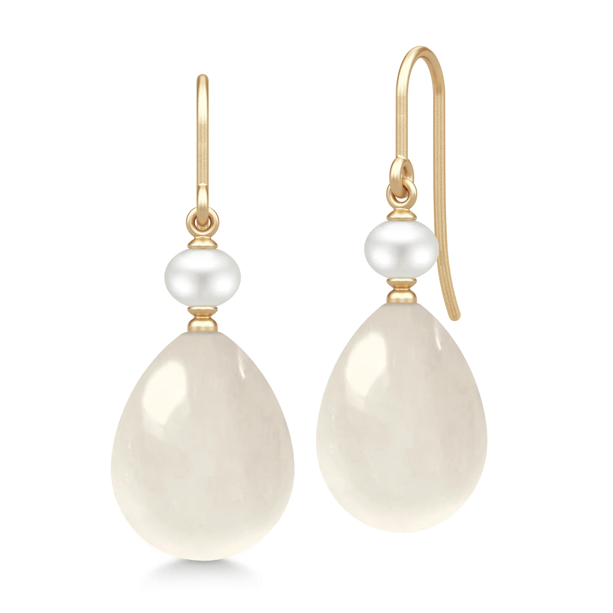 Julie Sandlau - Elina - Øreringe - White Moonstone - Guld - YG14-HKS829WHPLWHMN