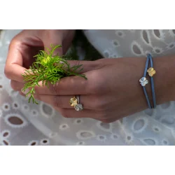 Flora Danica: Firklver ring - forgyldt slv - FLC-Ri-G
