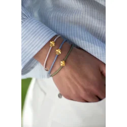 Flora Danica: Firklver silke armbnd - Sort - FG/Slv - FLC-silk-black-18-G