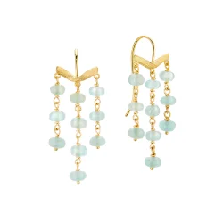 Dulong: Vega Cascade �reringe - Lang - Akvamarin - guld - 111728A04-2