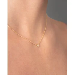 Dulong: Vega Souffl� Solitaire Halsk�de Lille - Guld - Brillant - 115812A5018