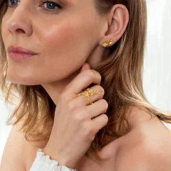 Flora Danica: Forglemmigej - restikkere - reringe - Forgyldt slv - FMN-StPc-Medium-G