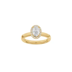 Lab Grown Diamonds: Halo Ring - Oval - Rdguld - Lab. Diamant 1,12ct - 14100360560