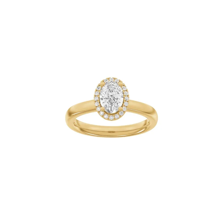 Lab Grown Diamonds: Halo Ring - Oval - Rdguld - Lab. Diamant 1,12ct - 14100360560