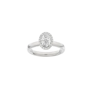 Lab Grown Diamonds: Halo Ring - Oval - Hvidguld - Lab. Diamant 1,12ct - 14100360660